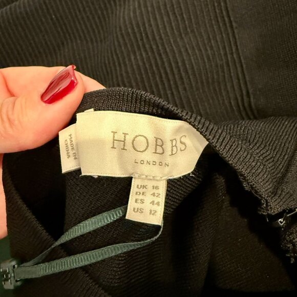 HOBBS Black Rebecca Knit Midi Dress NWT - Size 12 - Picture 6 of 8